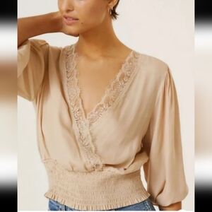 Dolan Cream Lace Trim Blouse